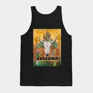 Arizona cactus with bull skull Tank Top